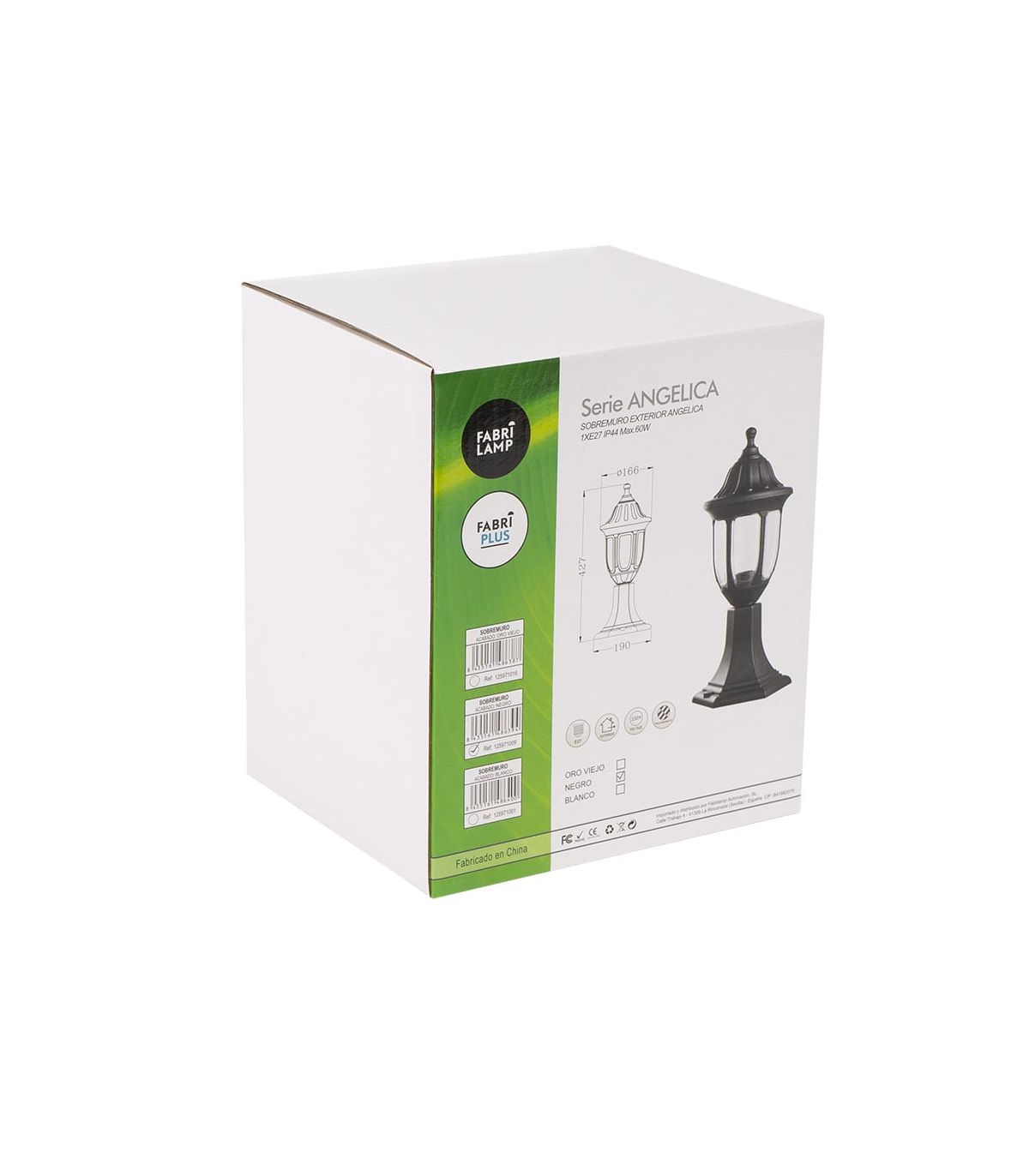 Farol Exterior Sobremuro Angelica 1xE27 IP44 Negro