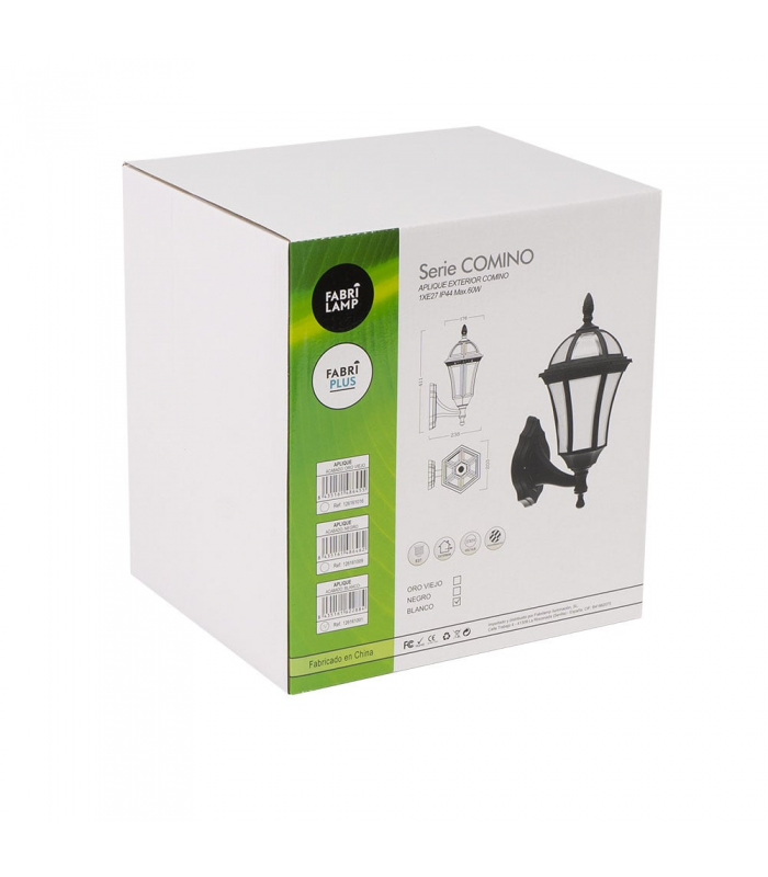 Aplique Exterior Comino 1xE27 IP44 Negro