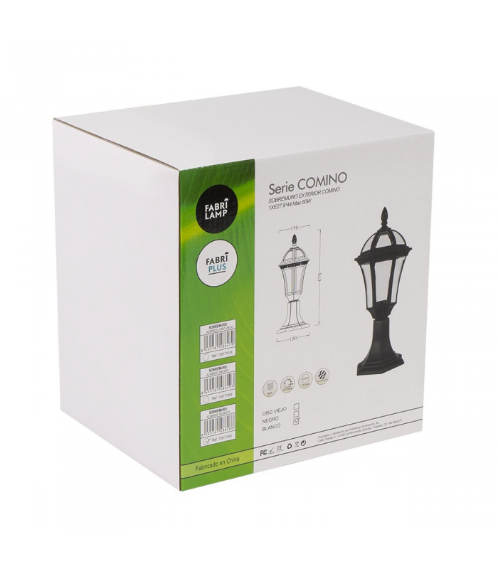 Farol Exterior Sobremuro Comino 1xE27 IP44 Negro