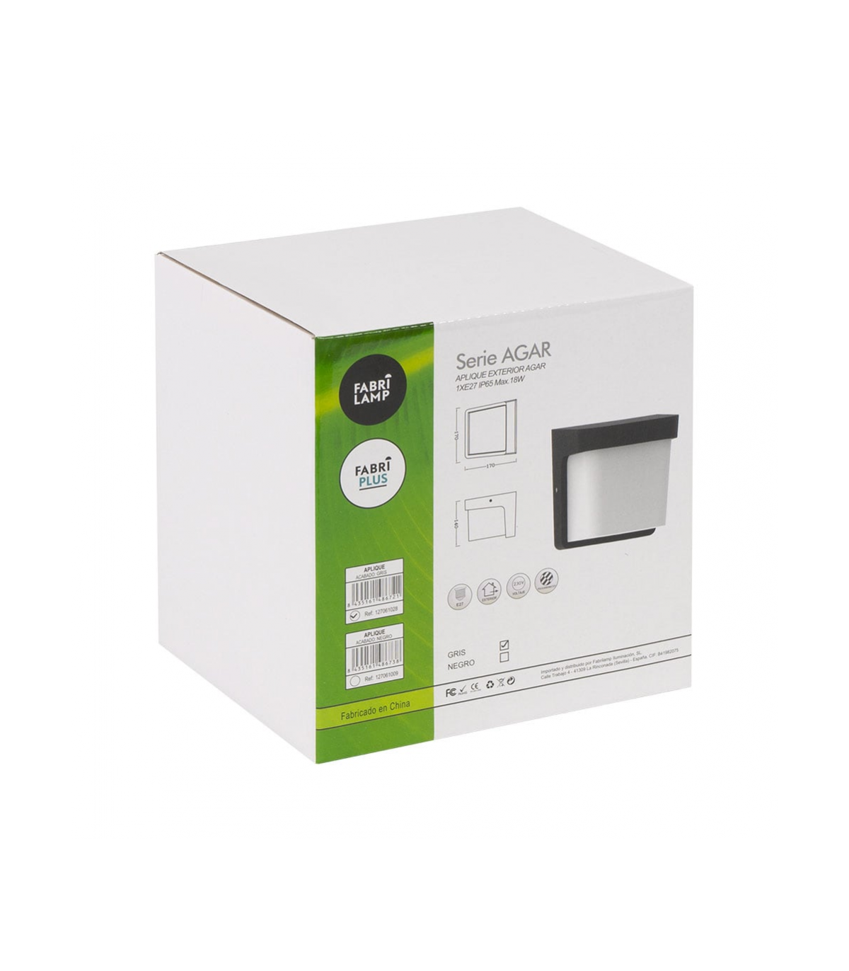 Aplique Exterior Agar 1xE27 IP65 Negro