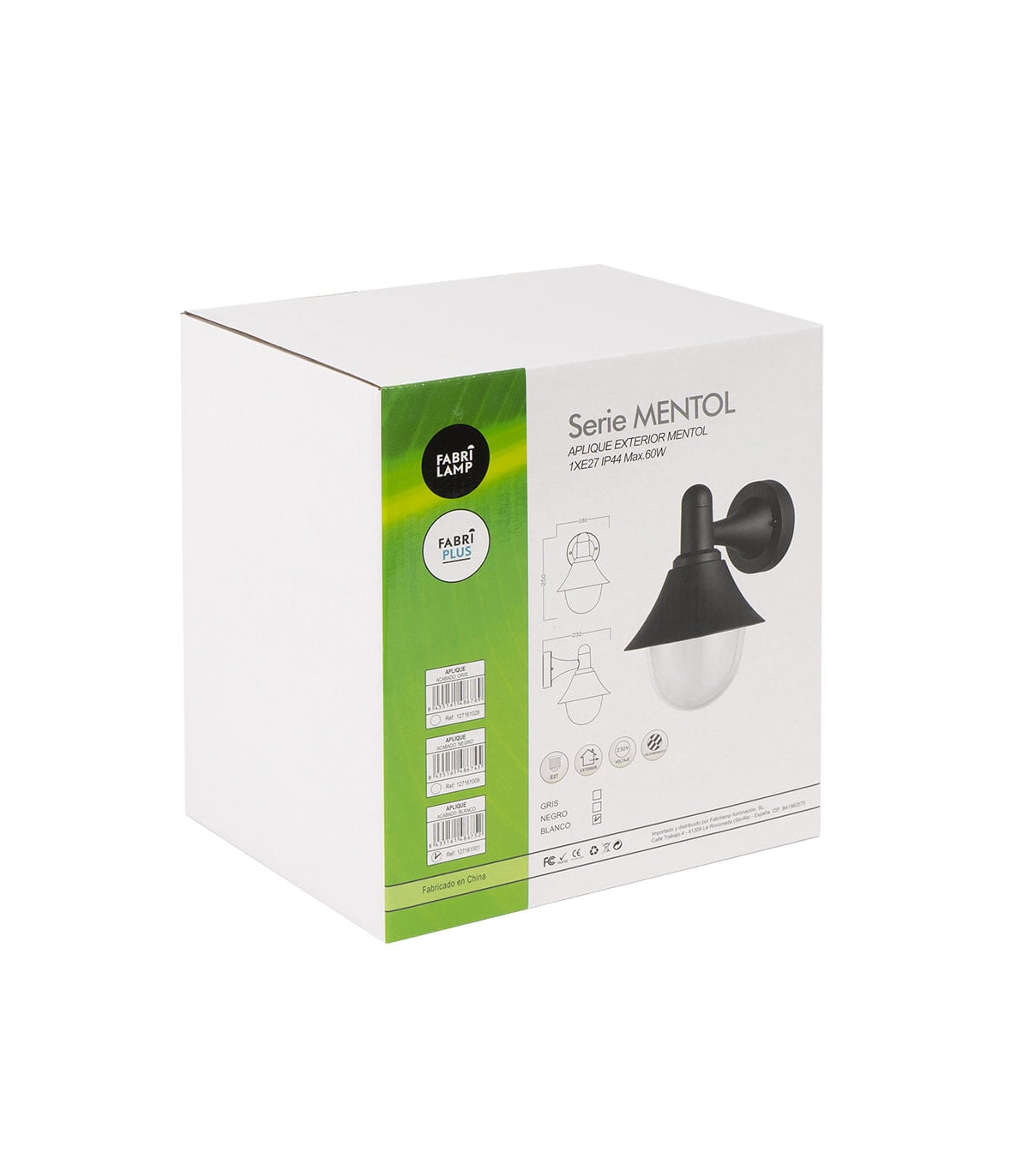 Aplique Exterior Mentol 1xE27 IP44 Negro
