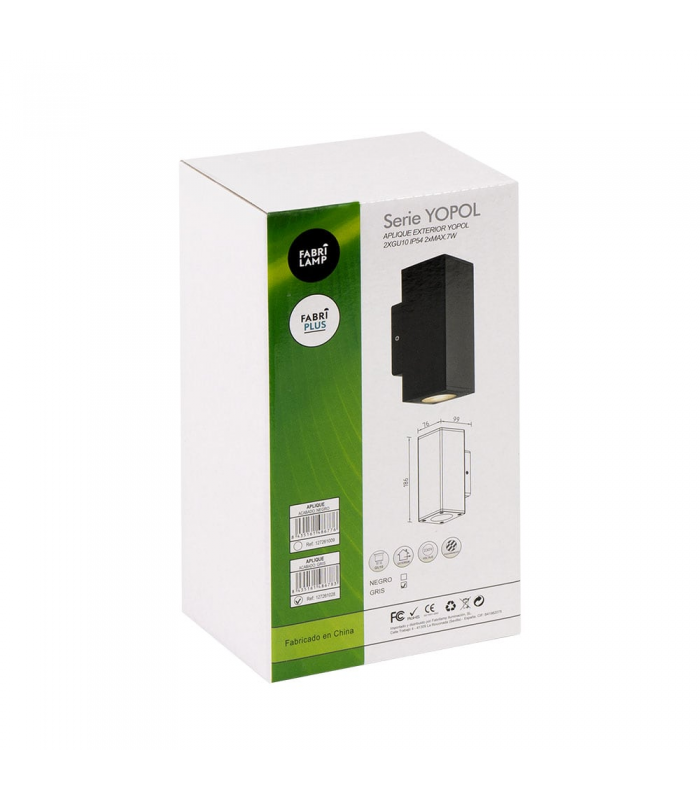 Aplique Exterior Yopol Rectangular 1xE27 IP54 Negro