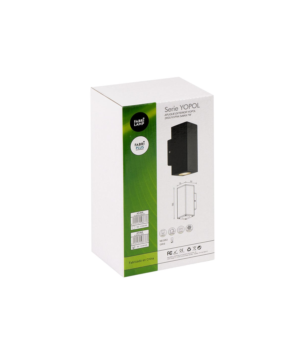 Aplique Exterior Yopol Rectangular 1xE27 IP54 Negro
