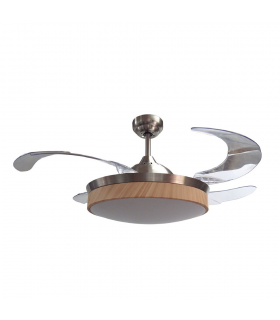 Ventilador Led Zonda 4 aspas 36W 3600Lm CCT Níquel / Haya