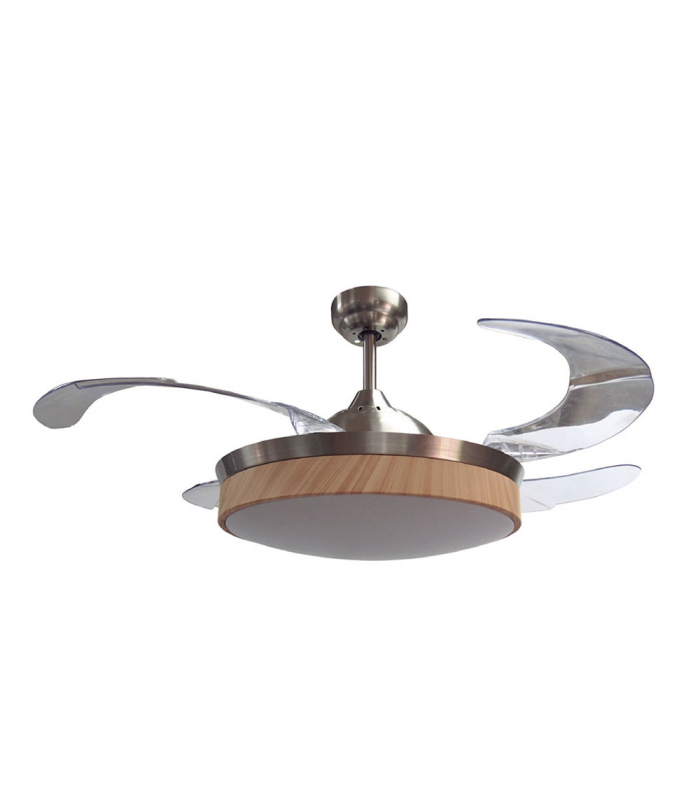 Ventilador Led Zonda 4 aspas 36W 3600Lm CCT Níquel / Haya