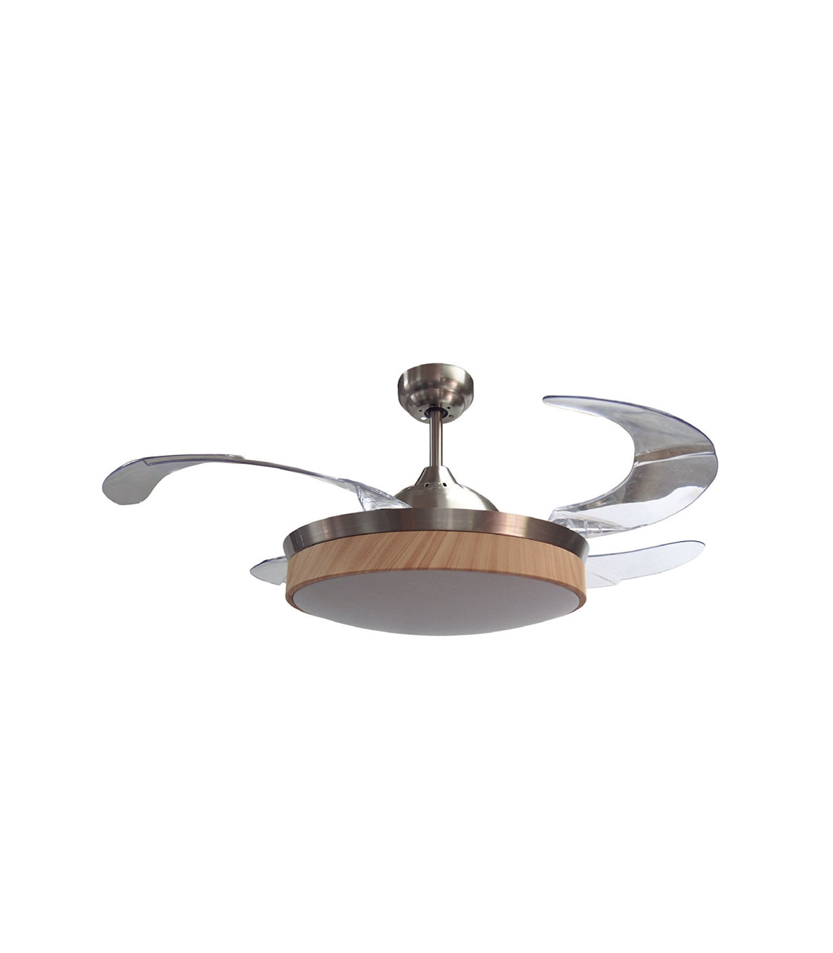 Ventilador Led Zonda 4 aspas 36W 3600Lm CCT Níquel / Haya