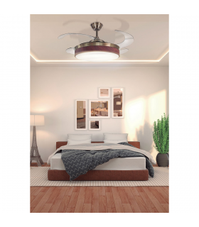 Ventilador Led Zonda 4 aspas 36W 3600Lm CCT Níquel / Haya