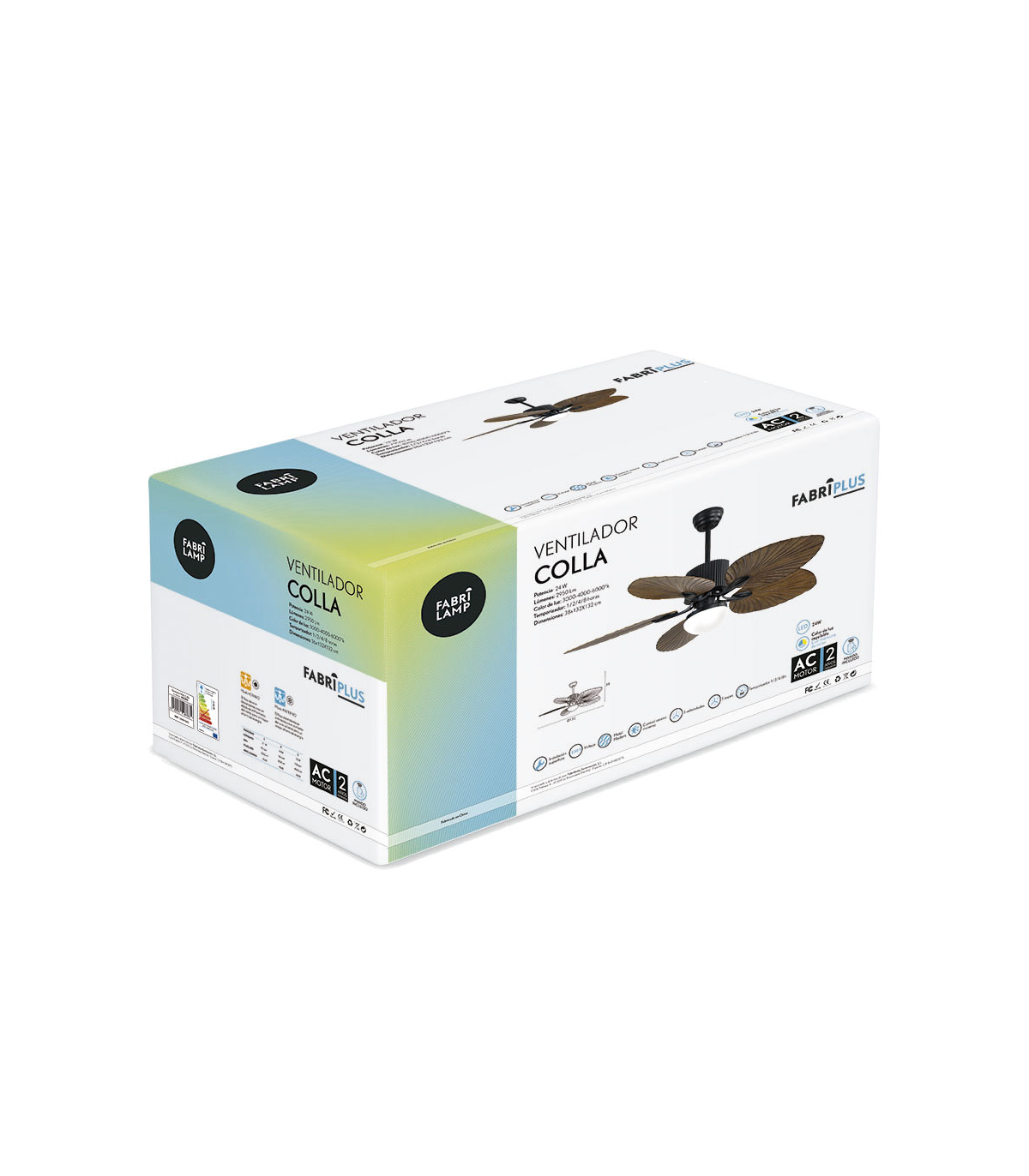 Ventilador Led Colla 5 Aspas 26W 2950Lm CCT Marrón / Negro
