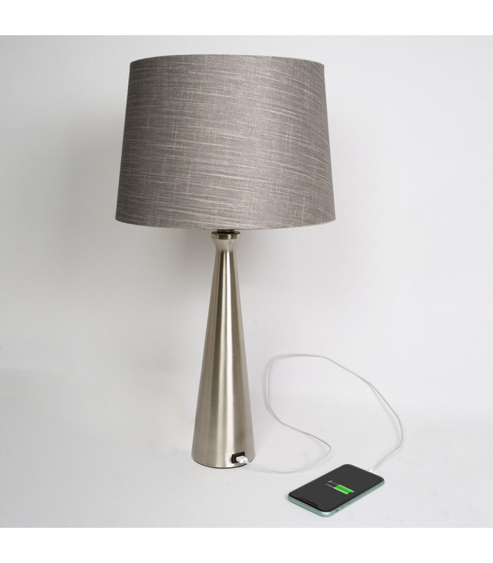 Lámpara de Mesa Pearl 1xE27 Níquel USB