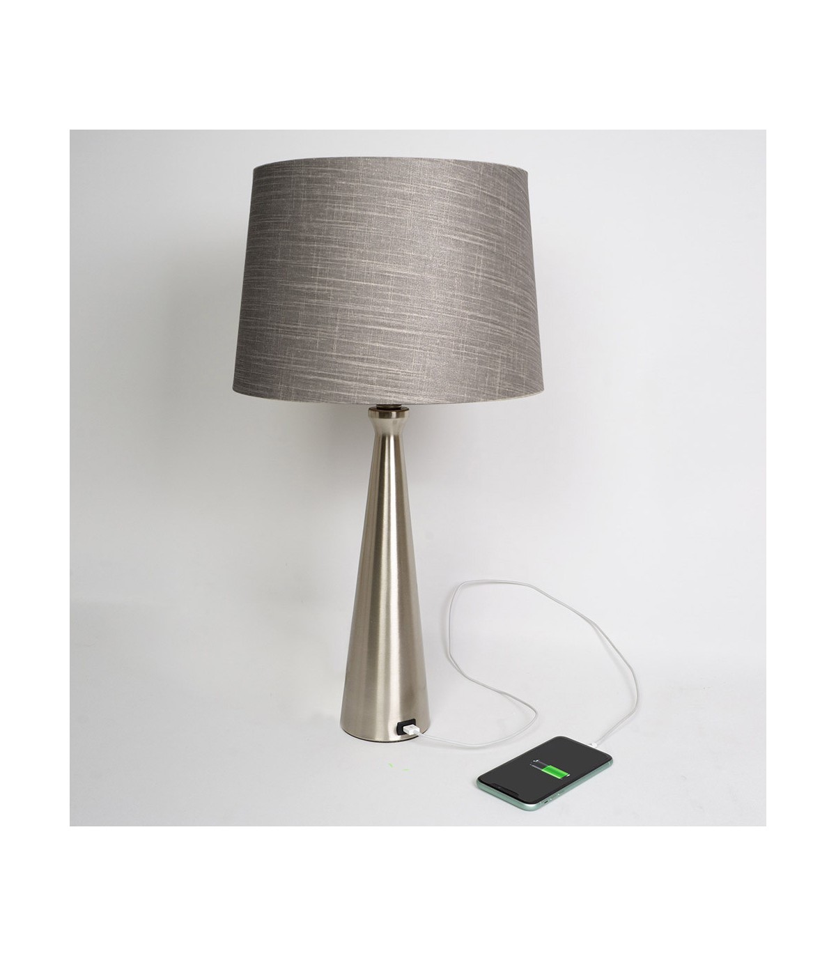 Lámpara de Mesa Pearl 1xE27 Níquel USB