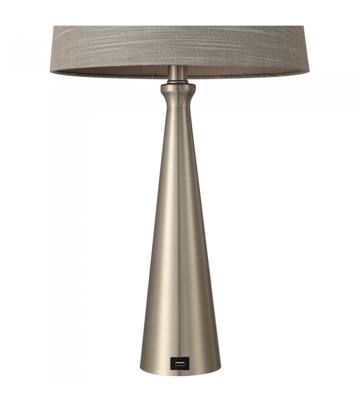 Lámpara de Mesa Pearl 1xE27 Níquel USB