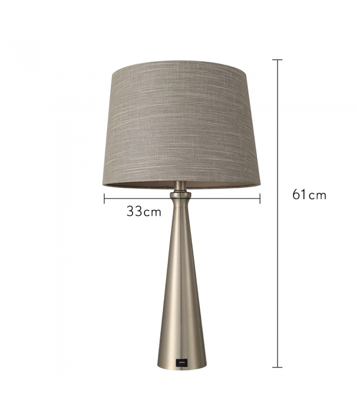 Lámpara de Mesa Pearl 1xE27 Níquel USB