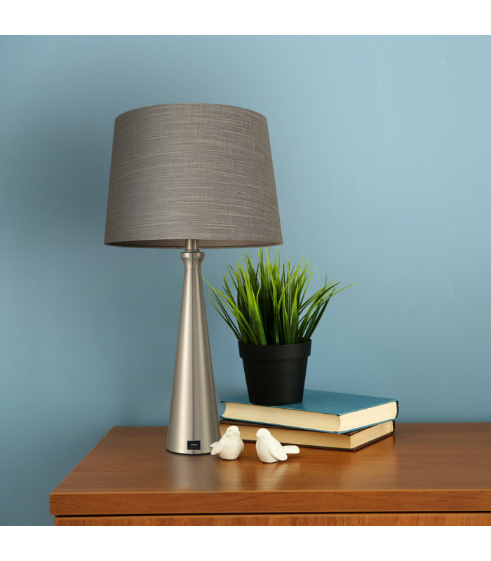 Lámpara de Mesa Pearl 1xE27 Níquel USB