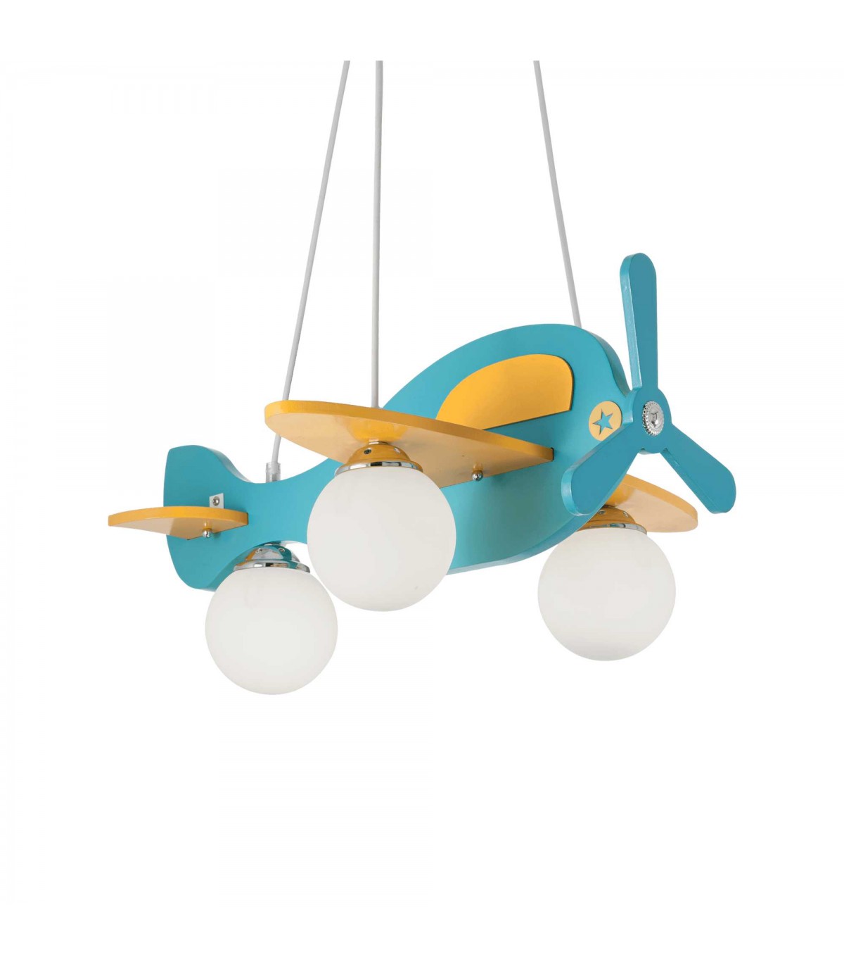 Lámpara Colgante Infantil Avión 3xE14 Azul