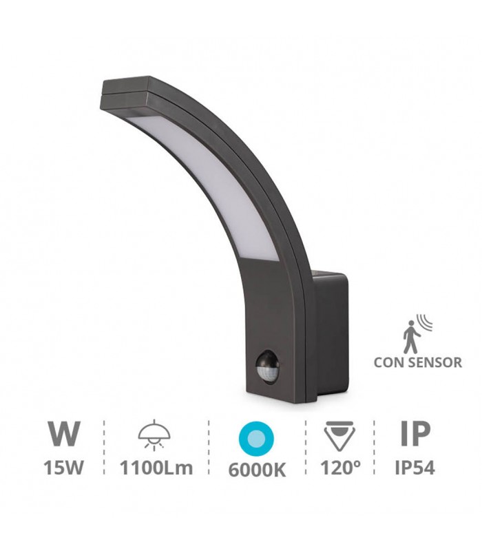Aplique Exterior Havasu 15W IP54 Blanco / Negro Con Sensor