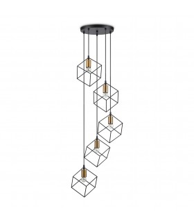 Lámpara Colgante Ice 60W 5xE27 Negro / Oro