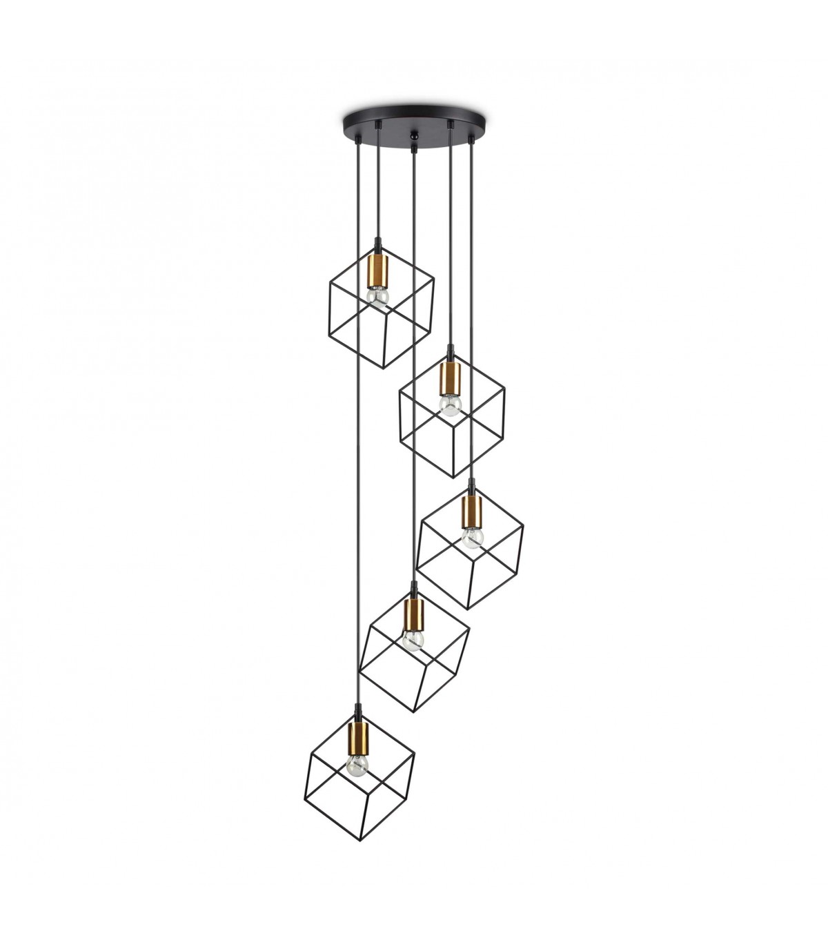 Lámpara Colgante Ice 60W 5xE27 Negro / Oro