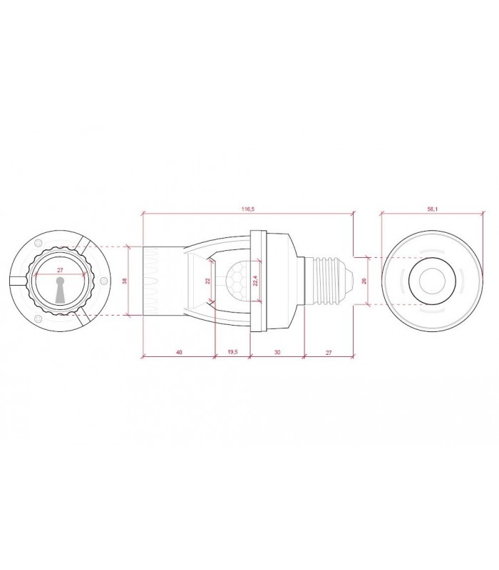Portalámparas E27 con sensor 360º IP20