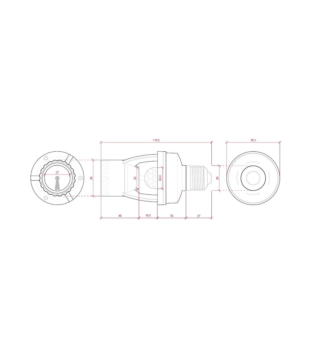 Portalámparas E27 con sensor 360º IP20