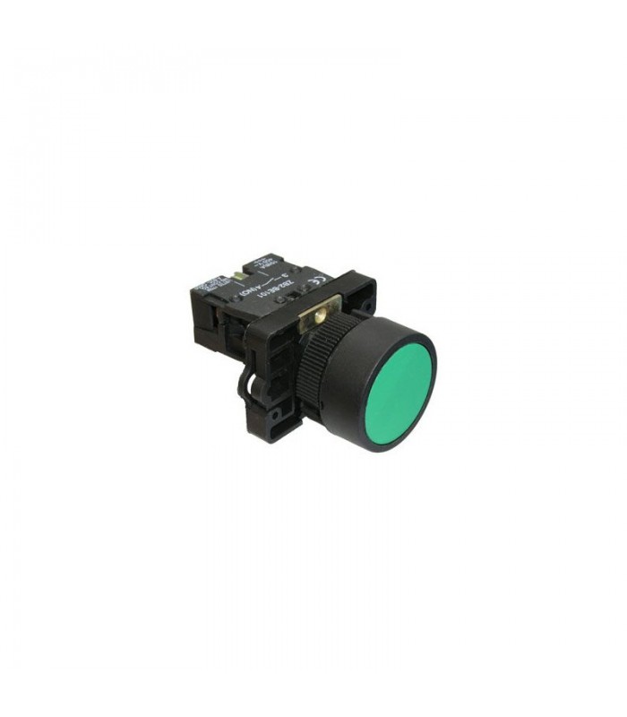 Pulsador Retorno Verde 22mm Plástico 1NO