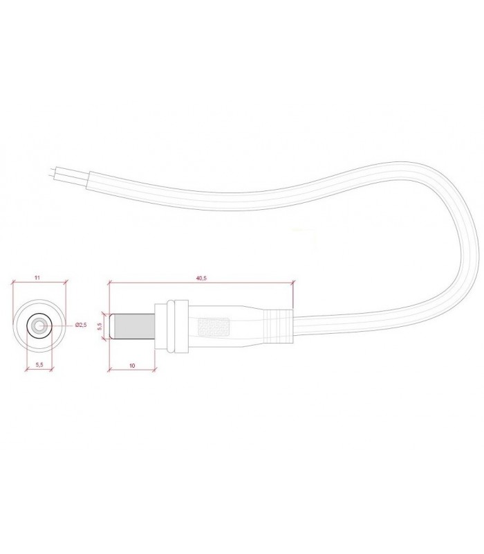 Conector para tiras LED DC macho.