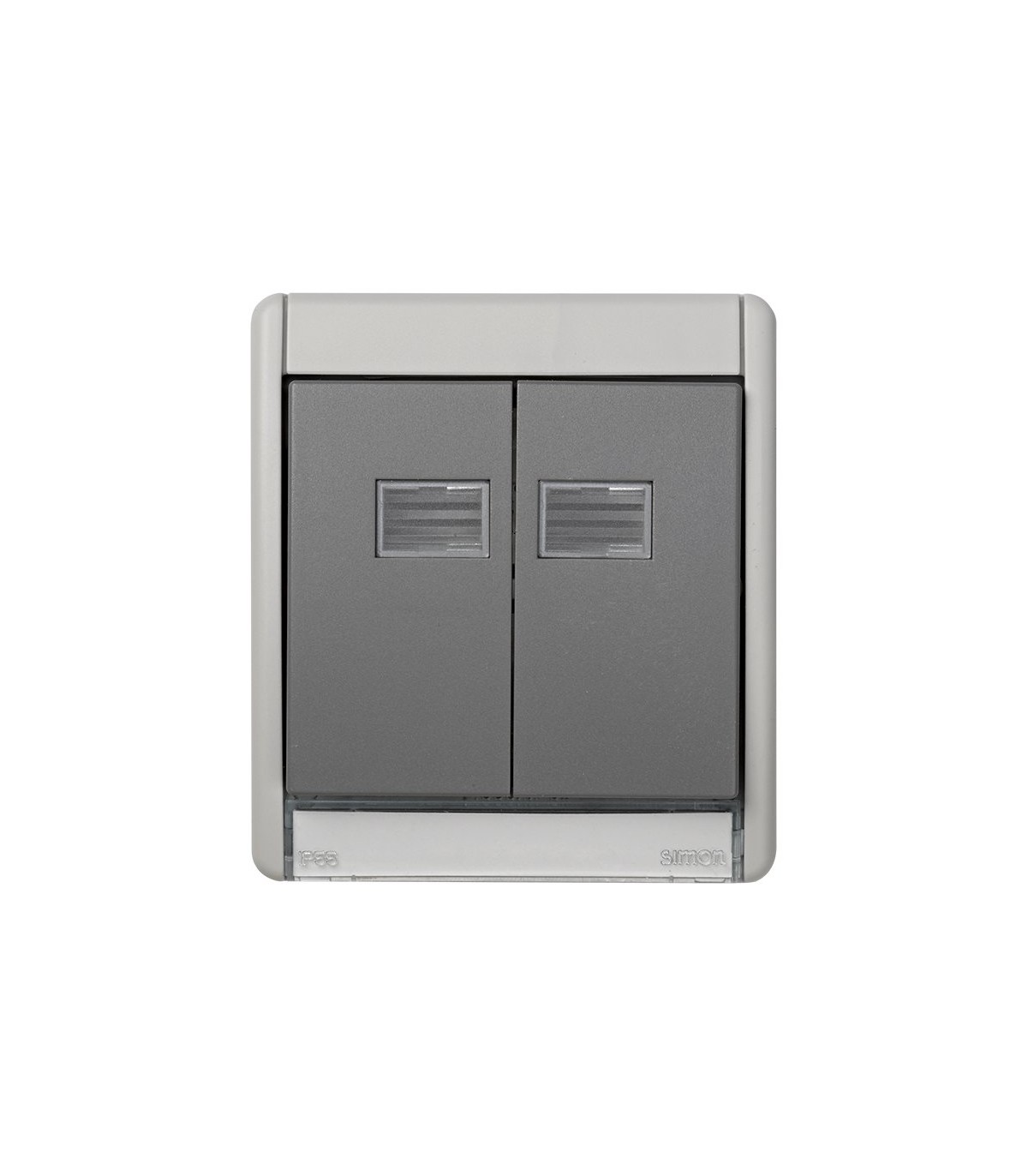 Marco Con Tecla Doble Individual Gris IP55 Simon 44 Aqua