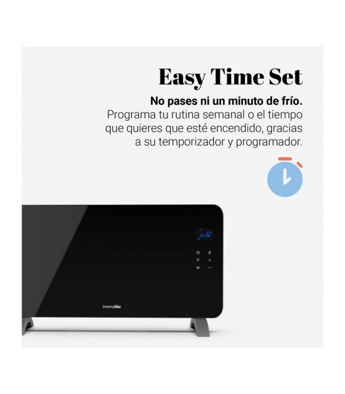 Radiador Convector de cristal Negro 1500W