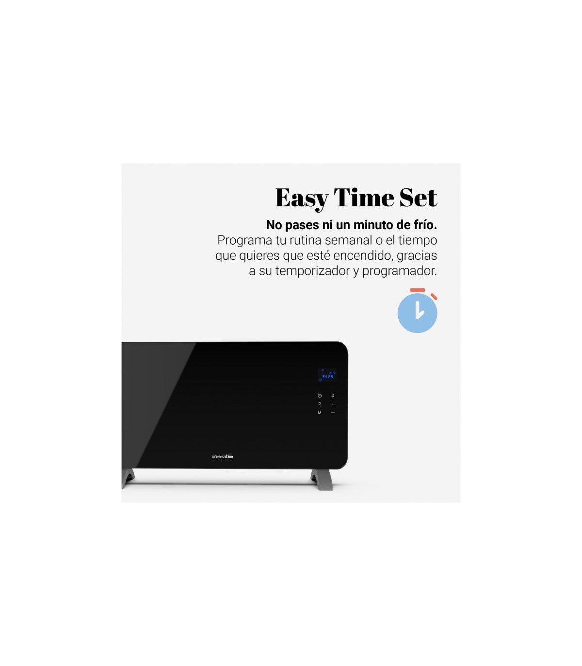Radiador Convector de cristal Negro 1500W
