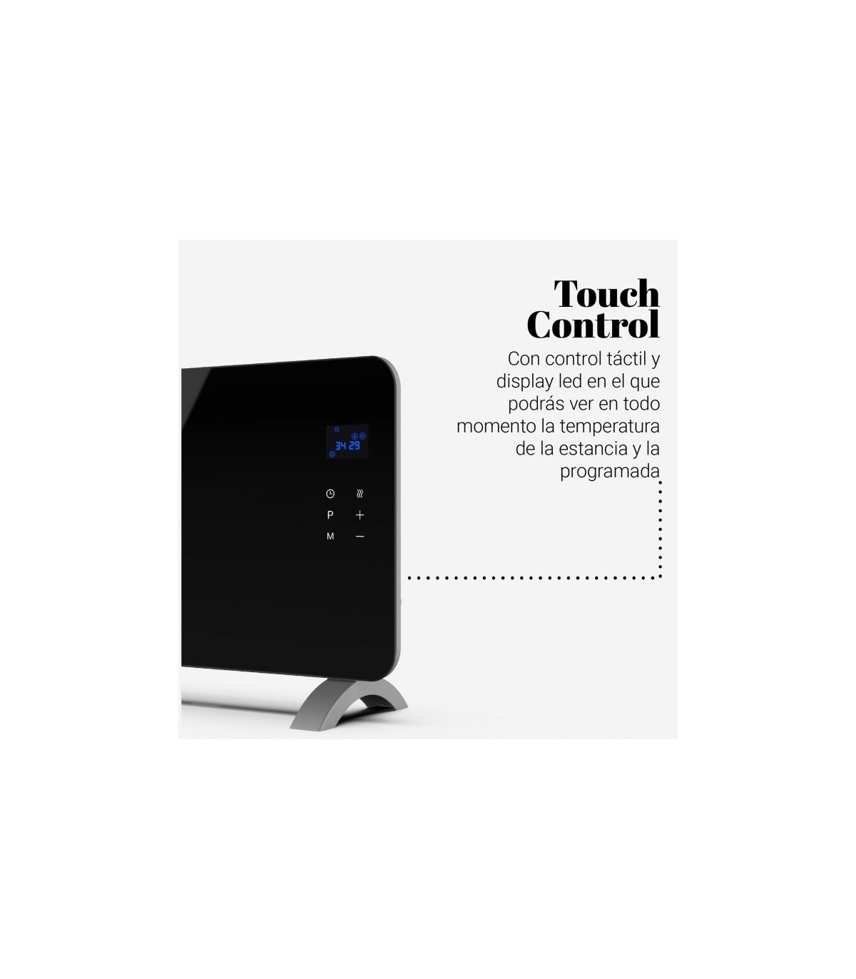 Radiador Convector de cristal Negro 1500W