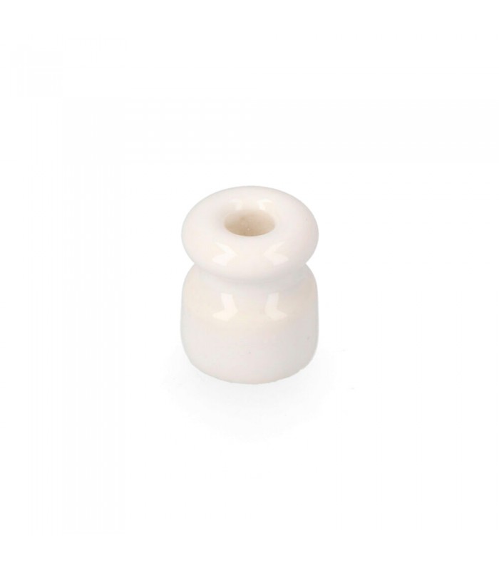 Aislador Porcelana para Cable Trenzado Blanco