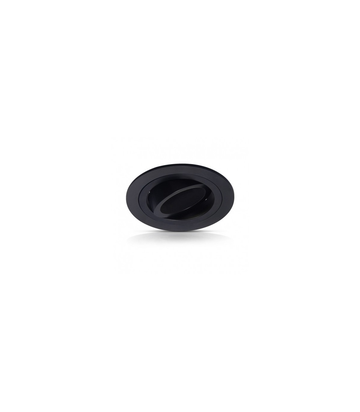Aro Empotrable Basculante LIso Redondo Negro
