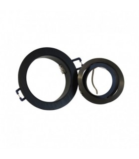 Aro Empotrable Basculante LIso Redondo Negro