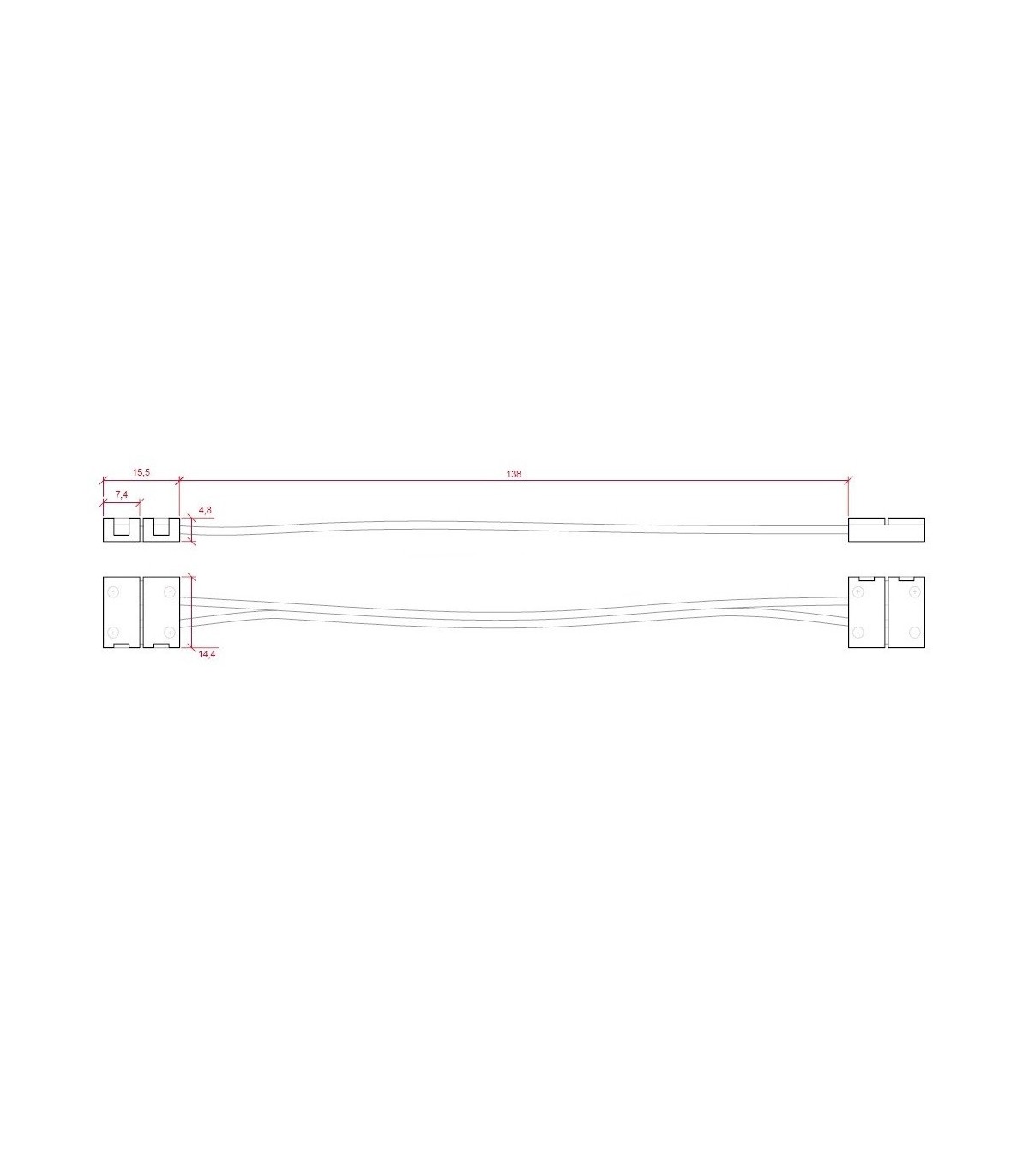Ficha con cable para unir tiras de LED 10mm