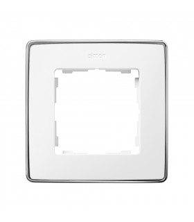 Marco 1 Elemento Blanco Base Cromo Simon 82 Detail