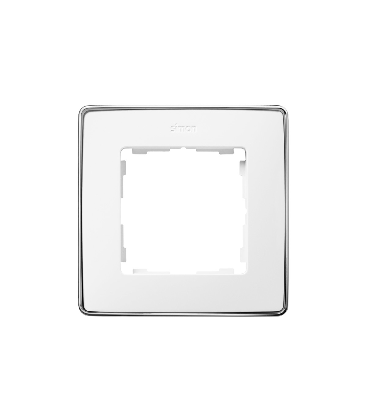 Marco 1 Elemento Blanco Base Cromo Simon 82 Detail
