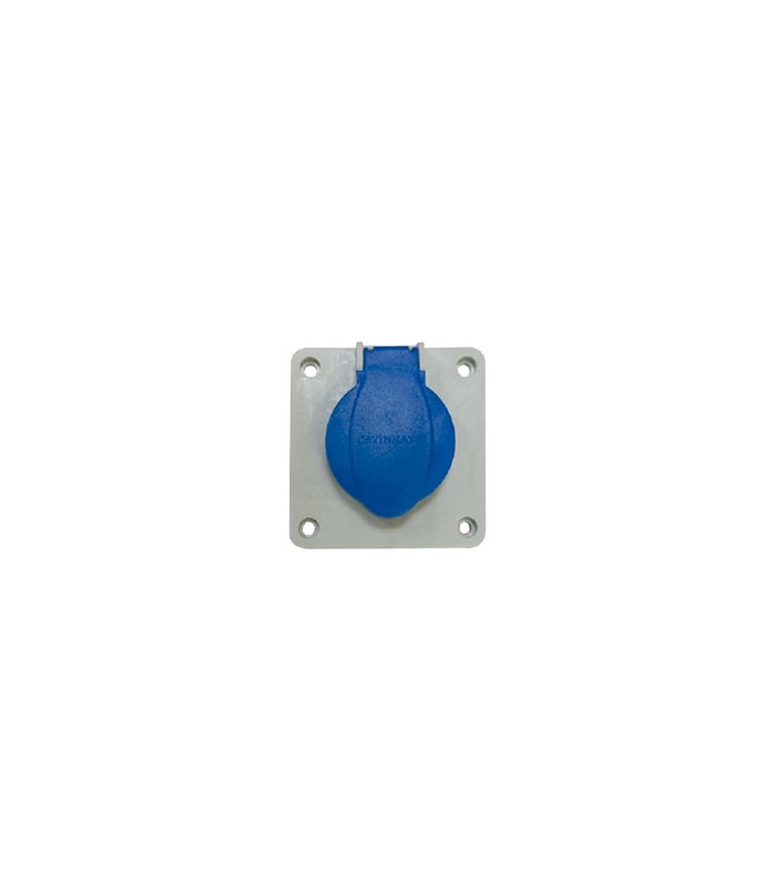 Base Schuko Empotrar con Marco IP54 Azul 16A 250VAC