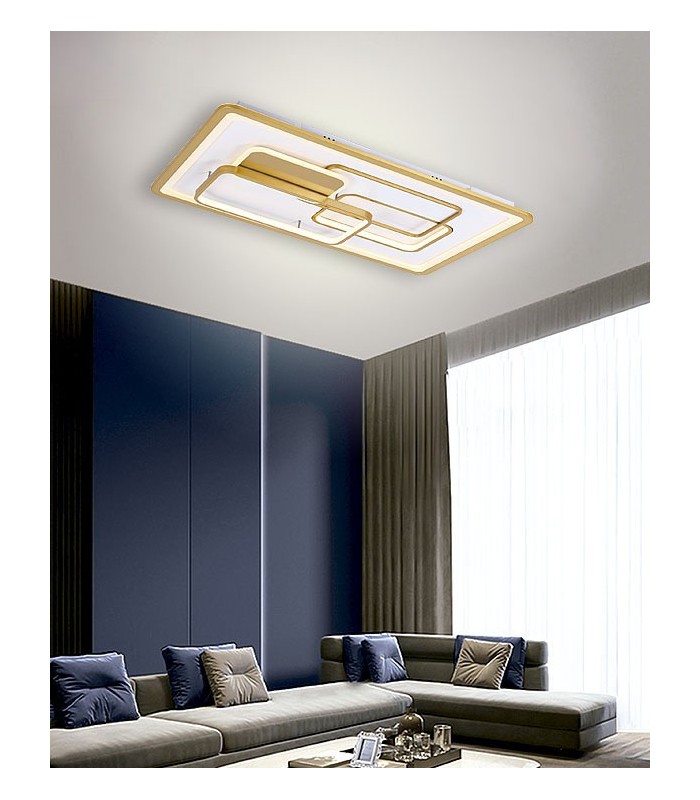Plafón Eden Rectangular 140W 9800Lm Oro / Blanco CCT