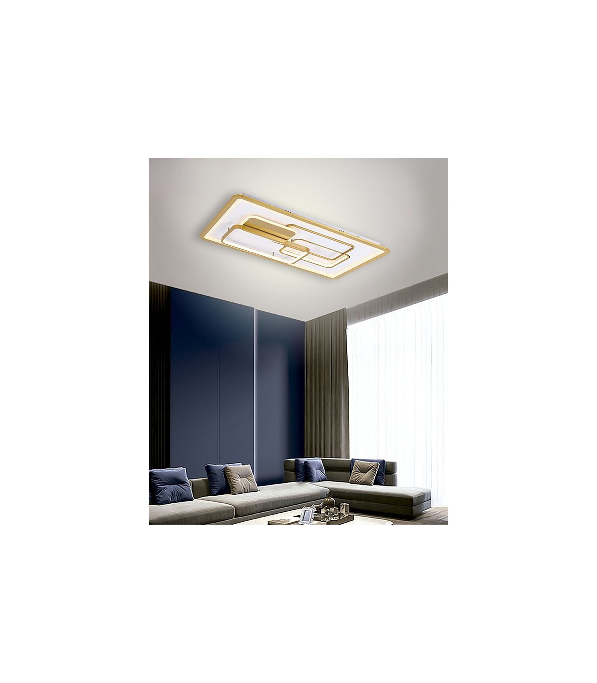 Plafón Eden Rectangular 140W 9800Lm Oro / Blanco CCT