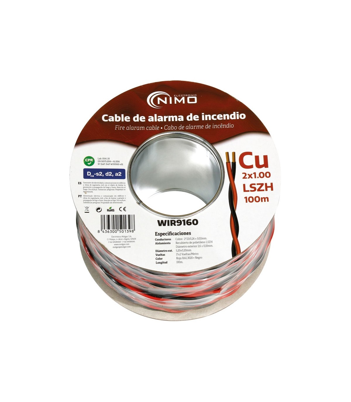 Cable Paralelo Trenzado 2x1mm² CU 100 metros