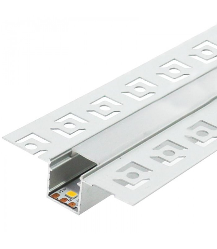 Perfil Aluminio Nisen Empotrable + Tapas + Difusor 2 Metros