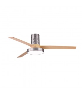 Ventilador de techo Pax Níquel DC 40W 3200Lm 3 Aspas Haya CCT