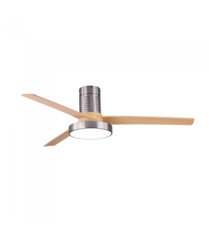 Ventilador de techo Pax Níquel DC 40W 3200Lm 3 Aspas Haya CCT
