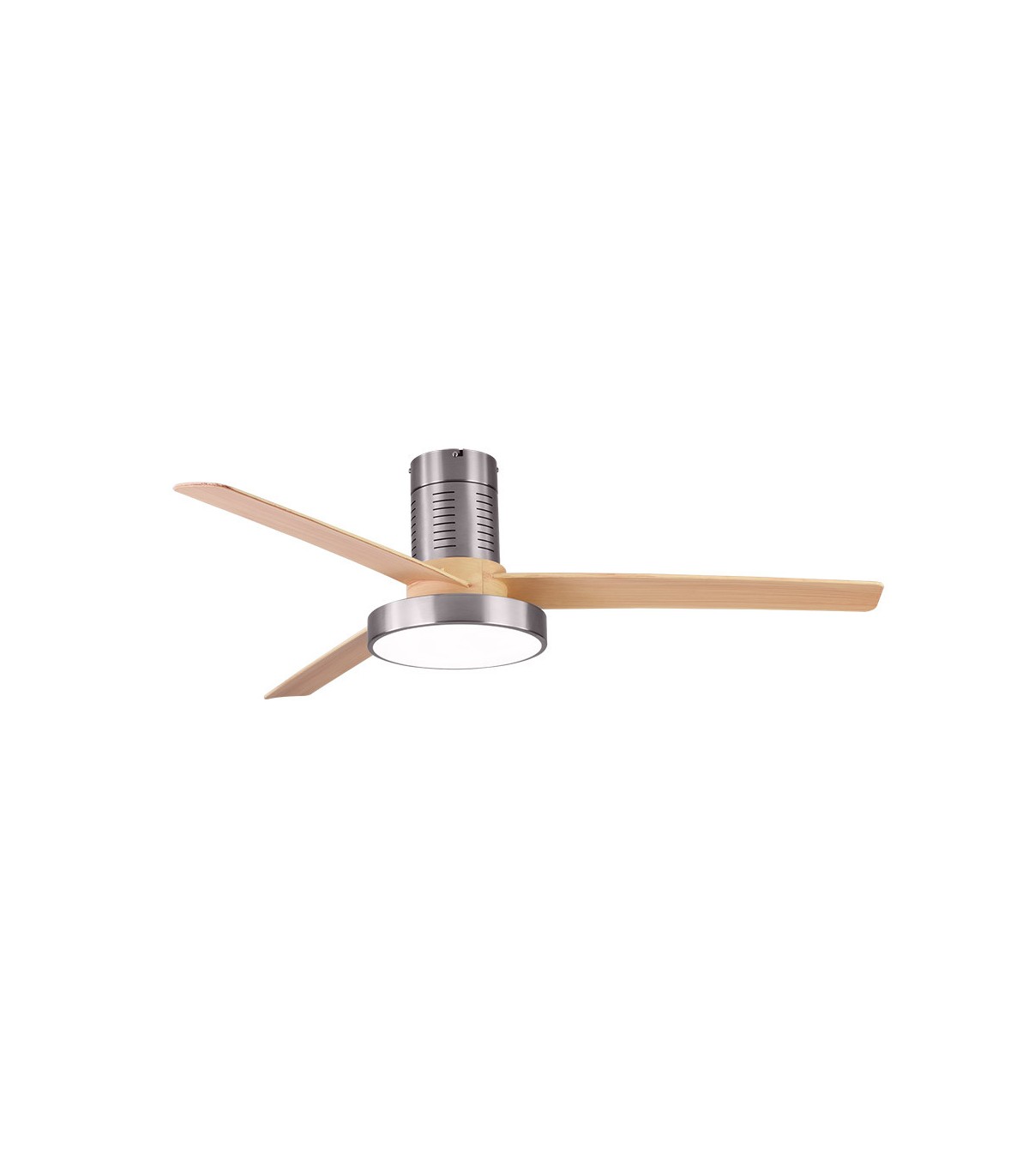 Ventilador de techo Pax Níquel DC 40W 3200Lm 3 Aspas Haya CCT