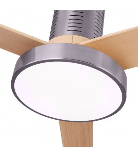 Ventilador de techo Pax Níquel DC 40W 3200Lm 3 Aspas Haya CCT