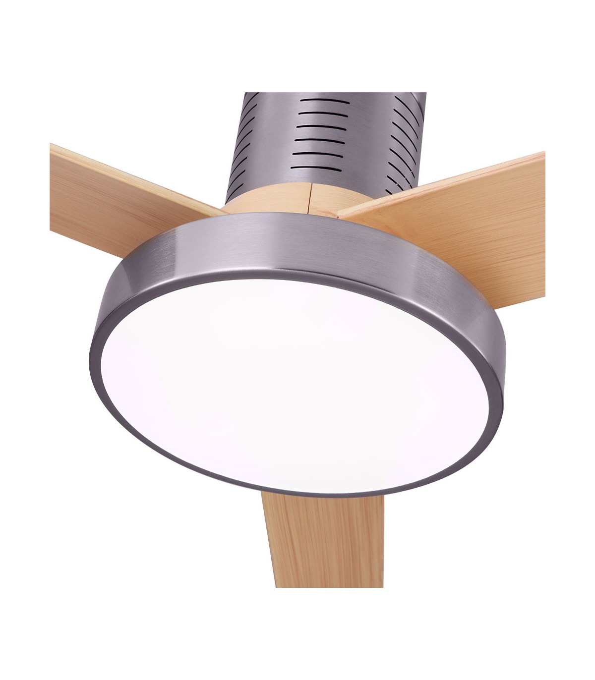 Ventilador de techo Pax Níquel DC 40W 3200Lm 3 Aspas Haya CCT