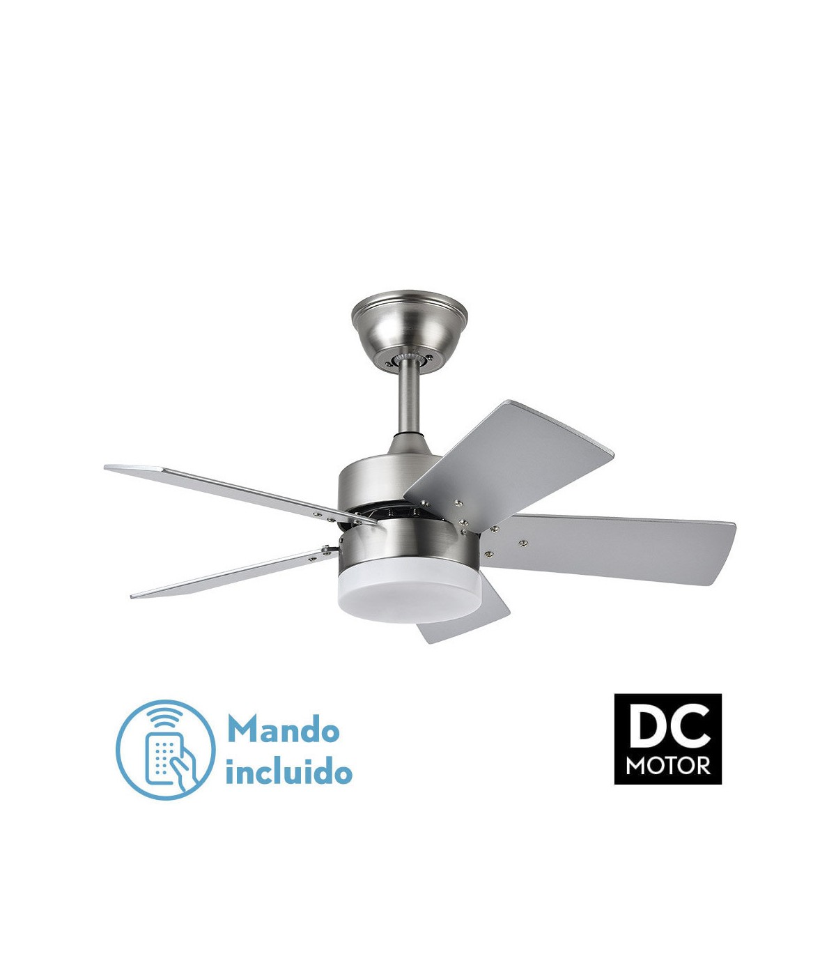 Ventilador de Techo MARTA Níquel DC 36W 3060Lm 5 Aspas Haya/Plata CCT