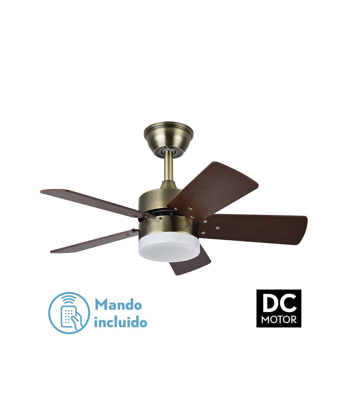 Ventilador de Techo MARTA Cuero DC 36W 3060Lm 5 Aspas Cerezo/Nogal CCT