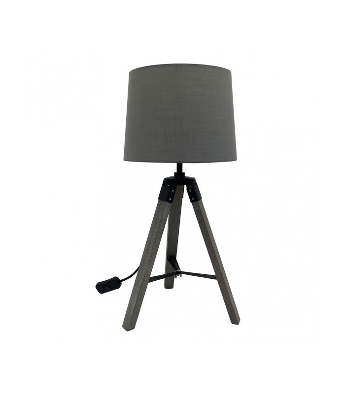 Lámpara Sobremesa Julen 1xE27 Madera Gris / Negro
