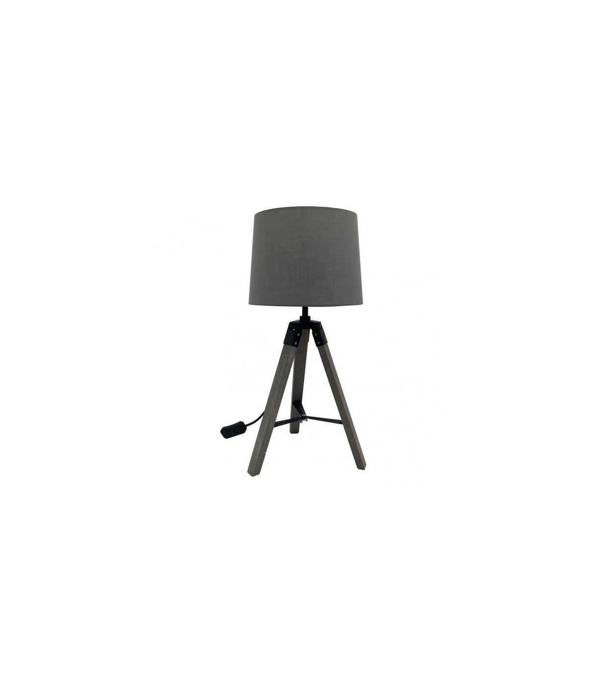 Lámpara Sobremesa Julen 1xE27 Madera Gris / Negro