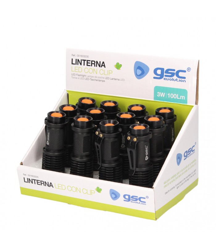 Linterna con Clip 3W 150Lm 1xAA